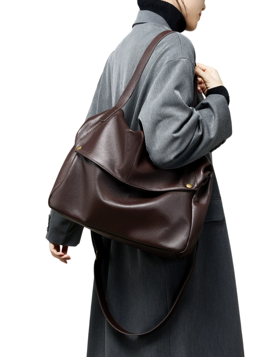 Cặp Tài Liệu Da Bò Thật FREYA, Túi Tote Sức Chứa Lớn, Túi Đeo Vai Đơn Giản, Dành Cho Nữ, Túi Đeo Chéo Thường Ngày - 图片 1