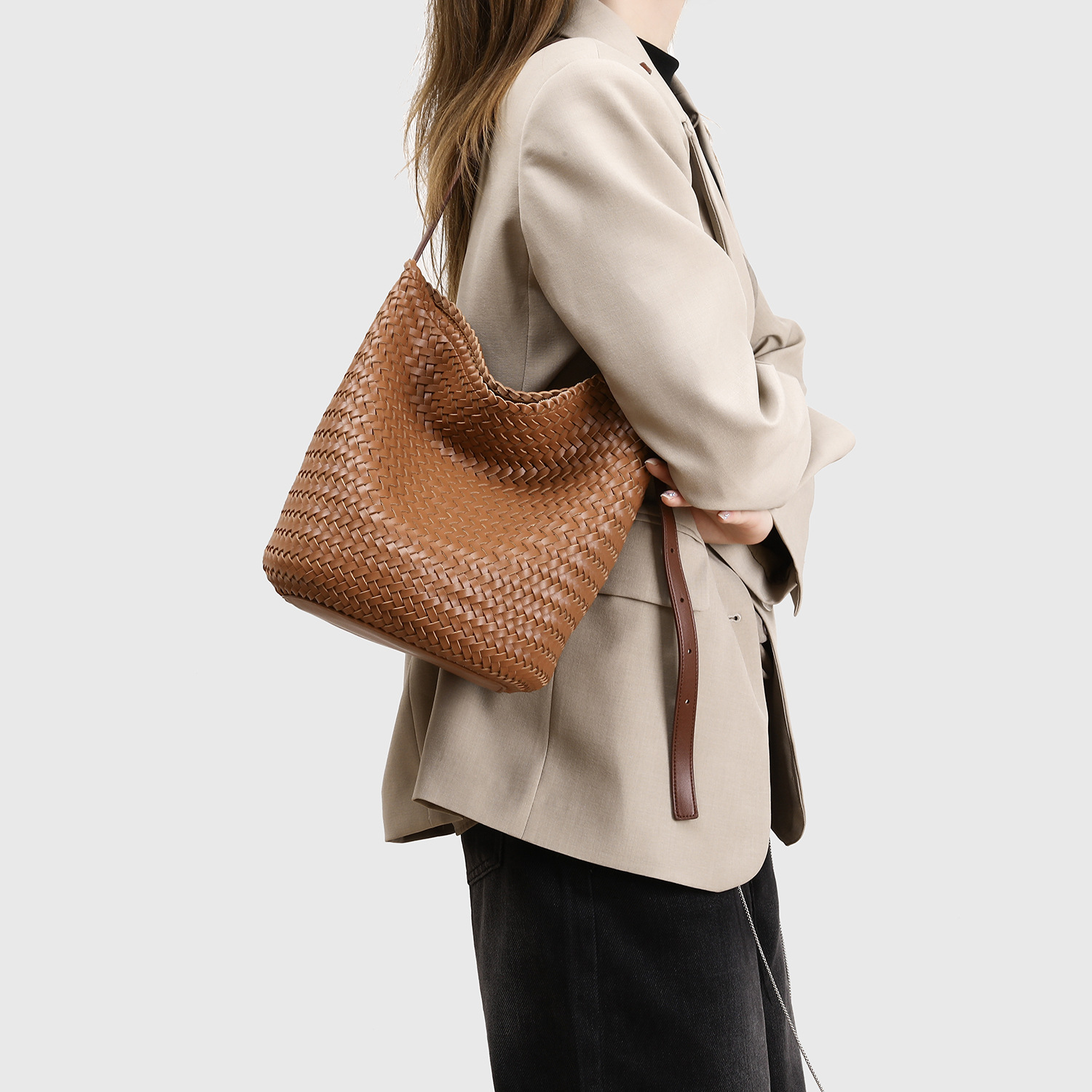 Túi dệt bằng da công suất lớn - 图片 3