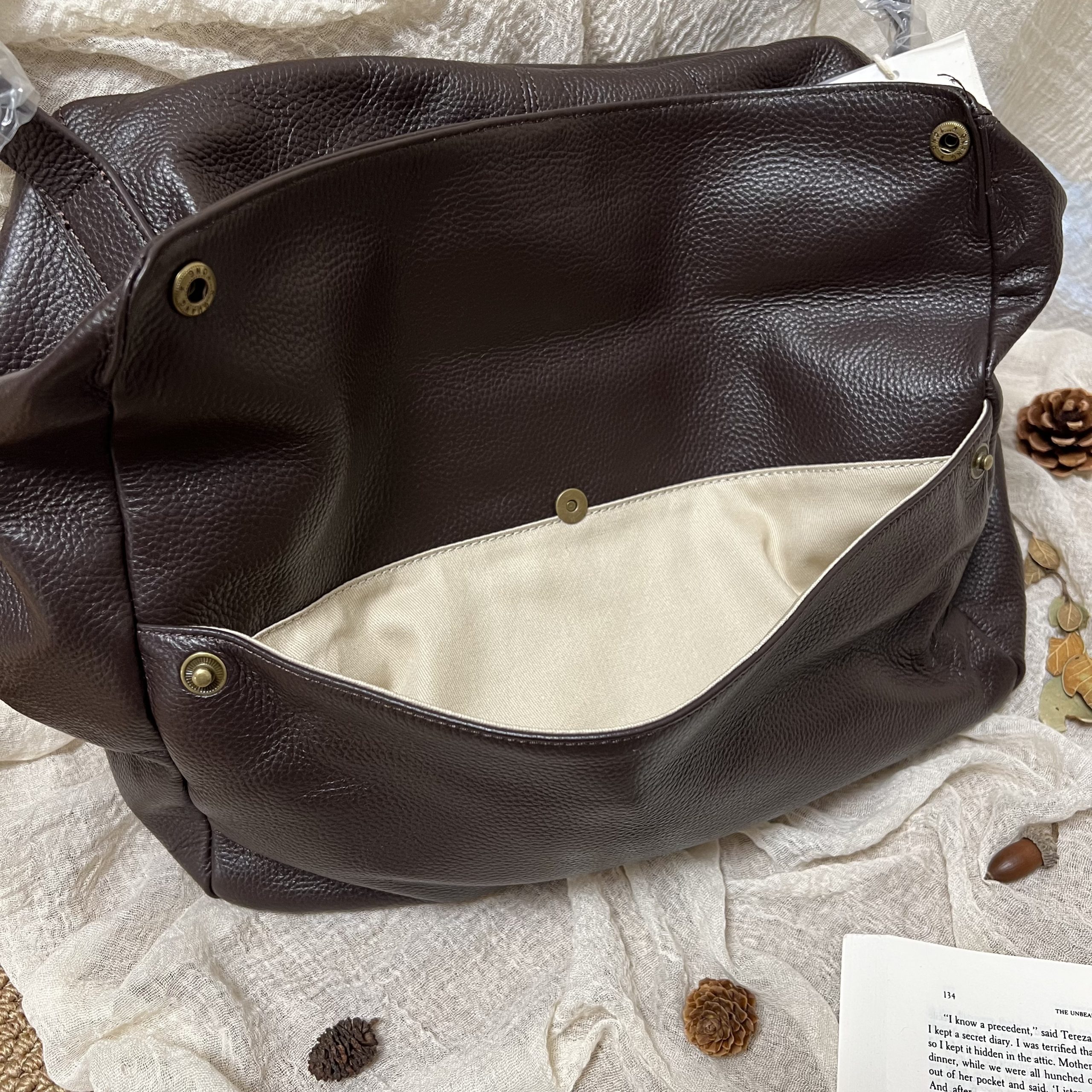 Cặp Tài Liệu Da Bò Thật FREYA, Túi Tote Sức Chứa Lớn, Túi Đeo Vai Đơn Giản, Dành Cho Nữ, Túi Đeo Chéo Thường Ngày - 图片 5