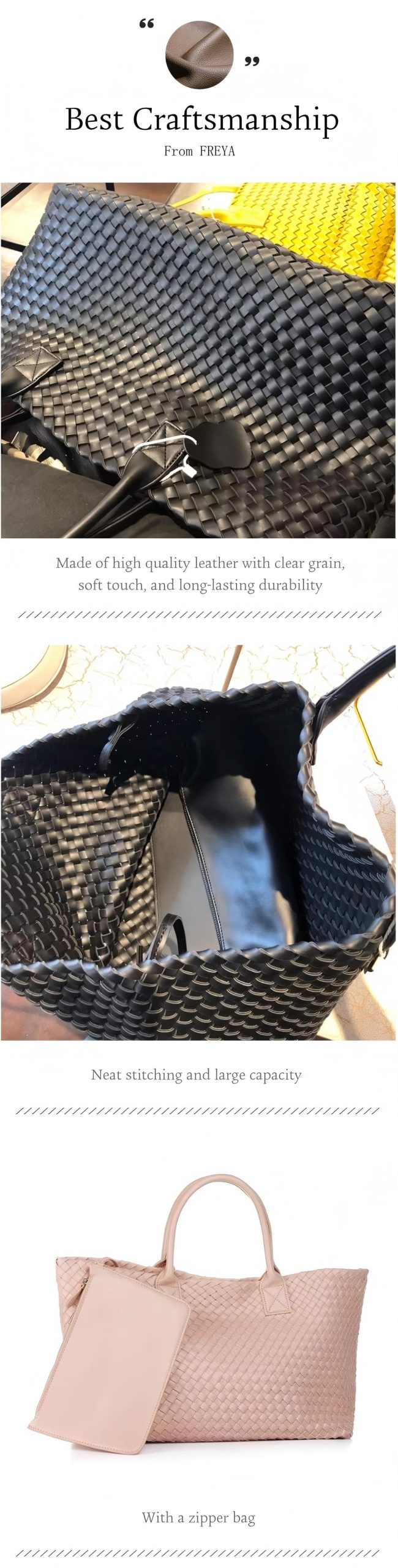 Mềm da dệt Tote Bag - 图片 7